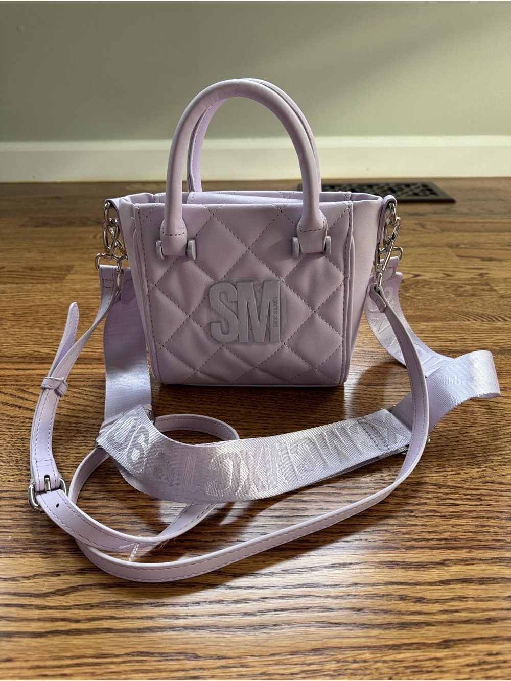 Steve Madden Quilted Mini Tote in Lavender with Detachable Straps. NWOT!